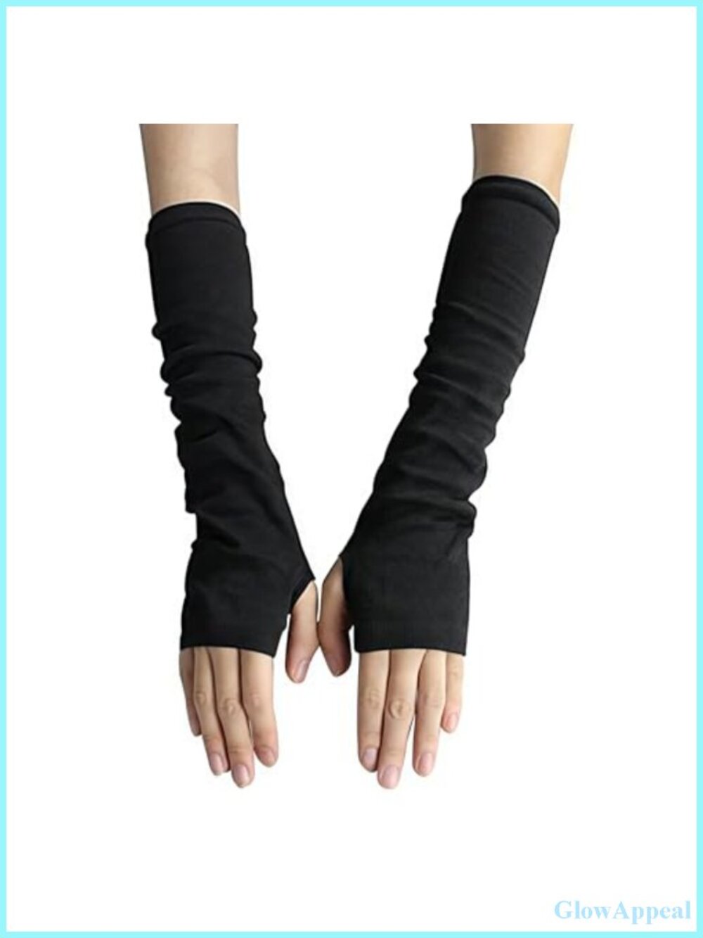 Elastic Fingerless Arm Warmers with Thumb Hole Stretchy Knit Long Gloves for